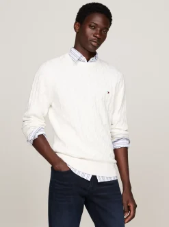 Swetry Z Okrągłym Dekoltem|Swetry*Tommy Hilfiger Sweter Z Okrągłym Dekoltem IVORY