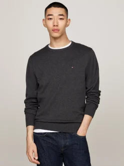 Swetry|Swetry Z Okrągłym Dekoltem*Tommy Hilfiger Sweter Z Okrągłym Dekoltem I Flagą DARK GREY HTR