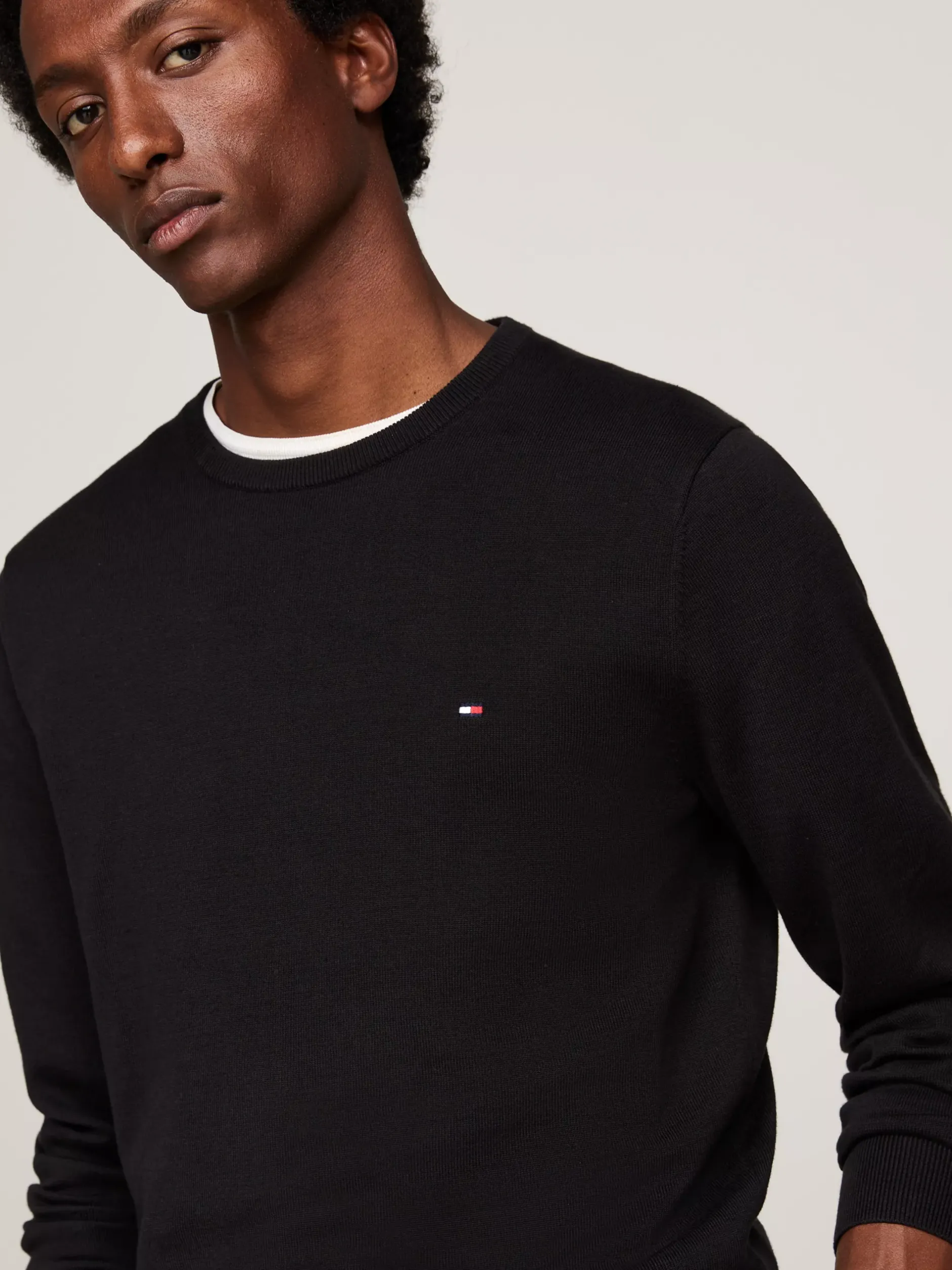 Swetry Z Okrągłym Dekoltem|Swetry*Tommy Hilfiger Sweter Z Okrągłym Dekoltem I Flagą BLACK