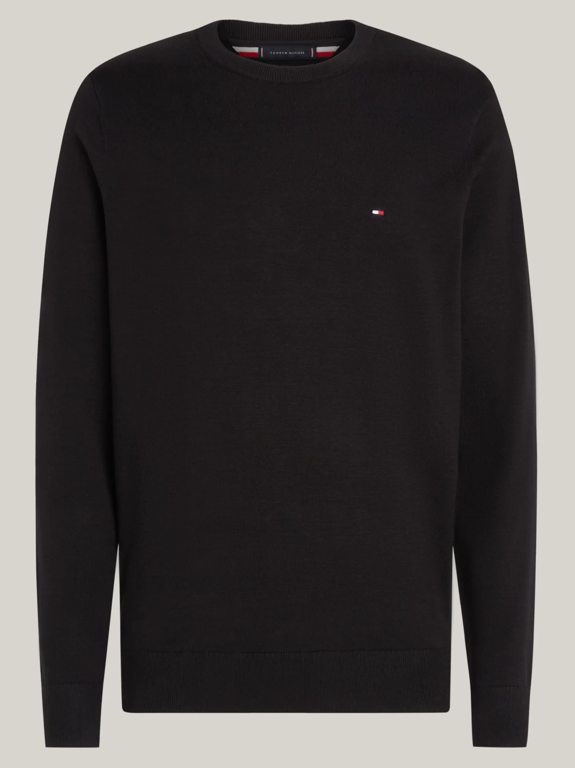 Swetry Z Okrągłym Dekoltem|Swetry*Tommy Hilfiger Sweter Z Okrągłym Dekoltem I Flagą BLACK