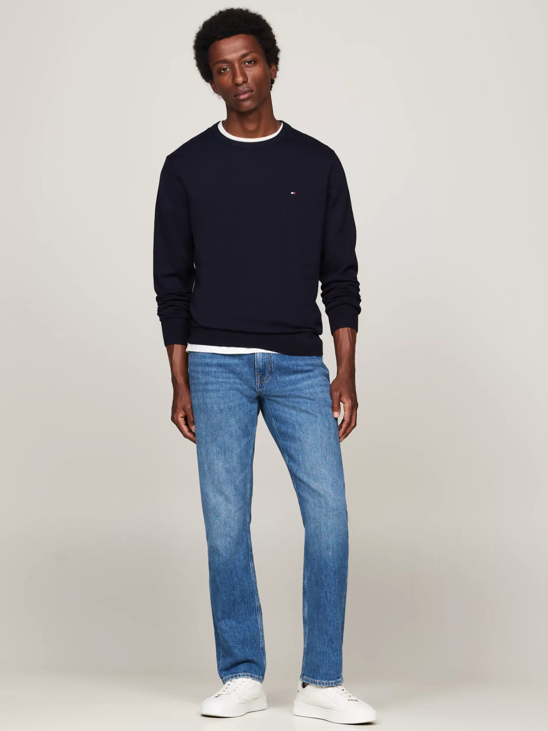 Swetry Z Okrągłym Dekoltem|Swetry*Tommy Hilfiger Sweter Z Okrągłym Dekoltem I Flagą DESERT SKY