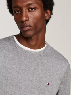 Swetry Z Okrągłym Dekoltem|Swetry*Tommy Hilfiger Sweter Z Okrągłym Dekoltem I Flagą MEDIUM GREY HEATHER