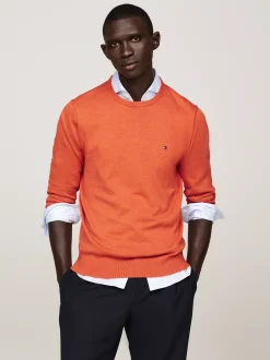 Swetry Z Okrągłym Dekoltem|Swetry*Tommy Hilfiger Sweter Z Okrągłym Dekoltem I Flagą ORANGE THUNDER HEATHER