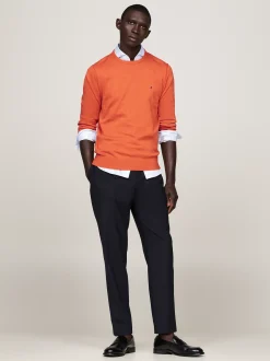 Swetry Z Okrągłym Dekoltem|Swetry*Tommy Hilfiger Sweter Z Okrągłym Dekoltem I Flagą ORANGE THUNDER HEATHER