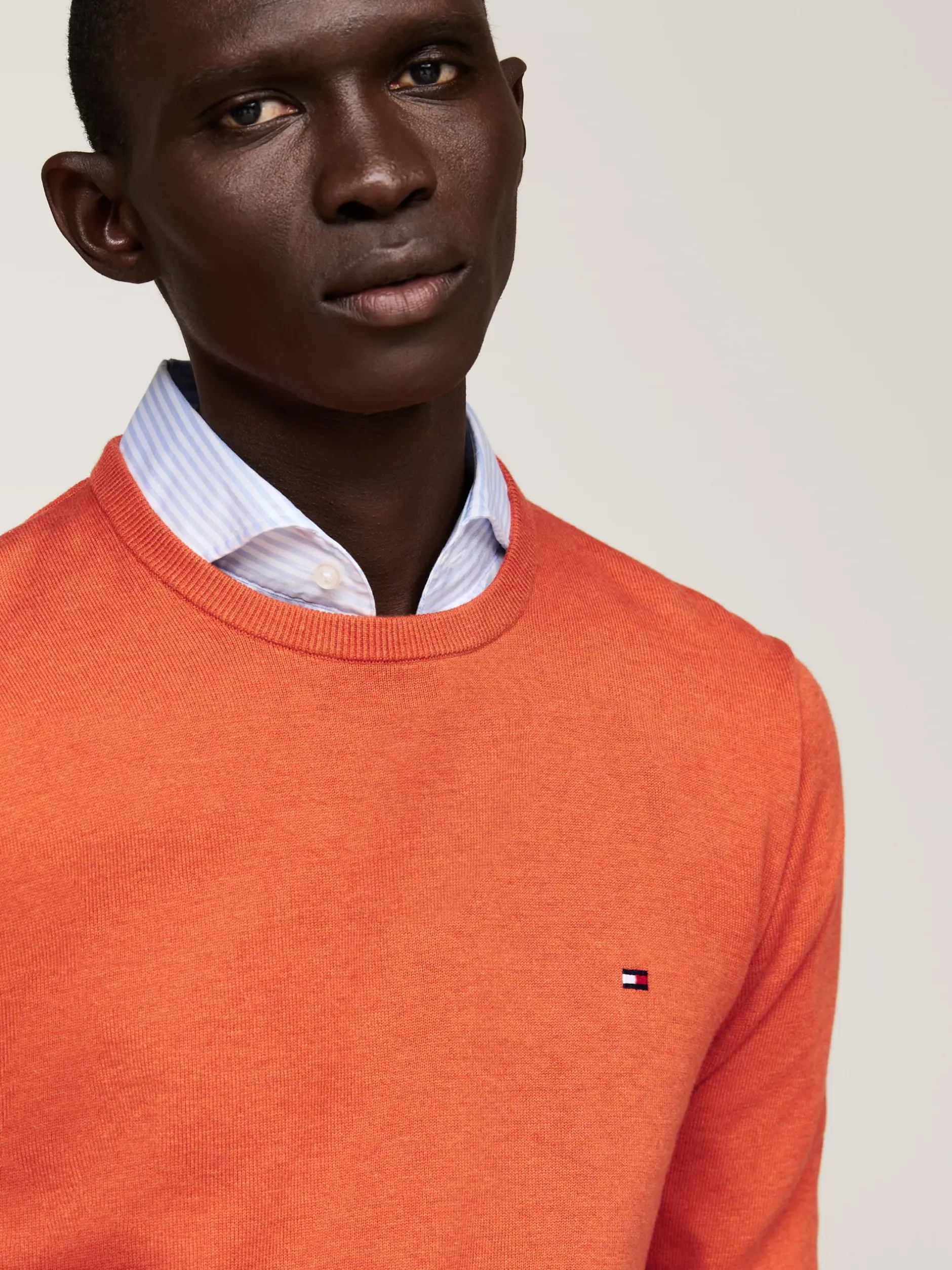 Swetry Z Okrągłym Dekoltem|Swetry*Tommy Hilfiger Sweter Z Okrągłym Dekoltem I Flagą ORANGE THUNDER HEATHER