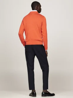 Swetry Z Okrągłym Dekoltem|Swetry*Tommy Hilfiger Sweter Z Okrągłym Dekoltem I Flagą ORANGE THUNDER HEATHER
