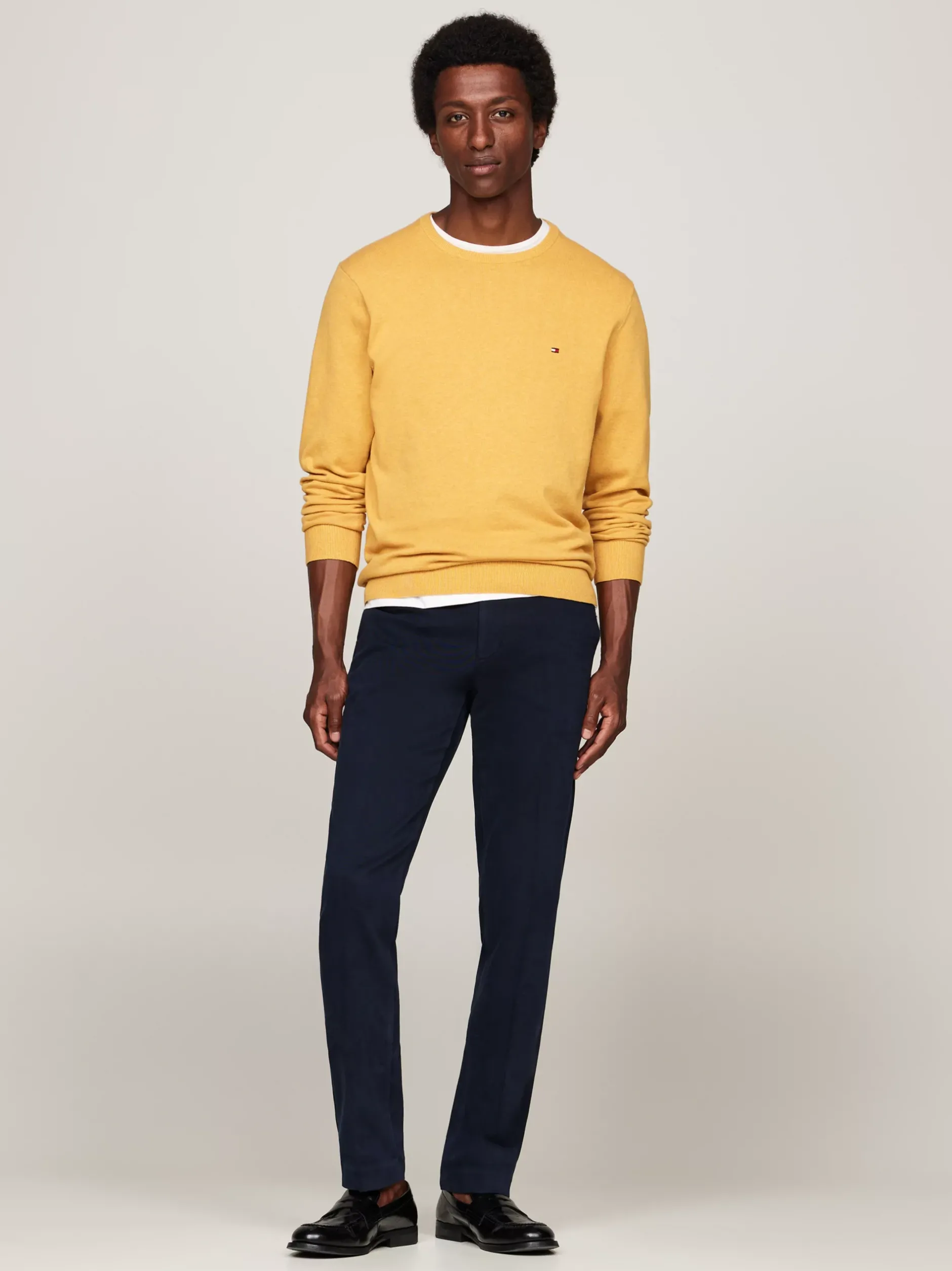 Swetry Z Okrągłym Dekoltem|Swetry*Tommy Hilfiger Sweter Z Okrągłym Dekoltem I Flagą CITY YELLOW HEATHER