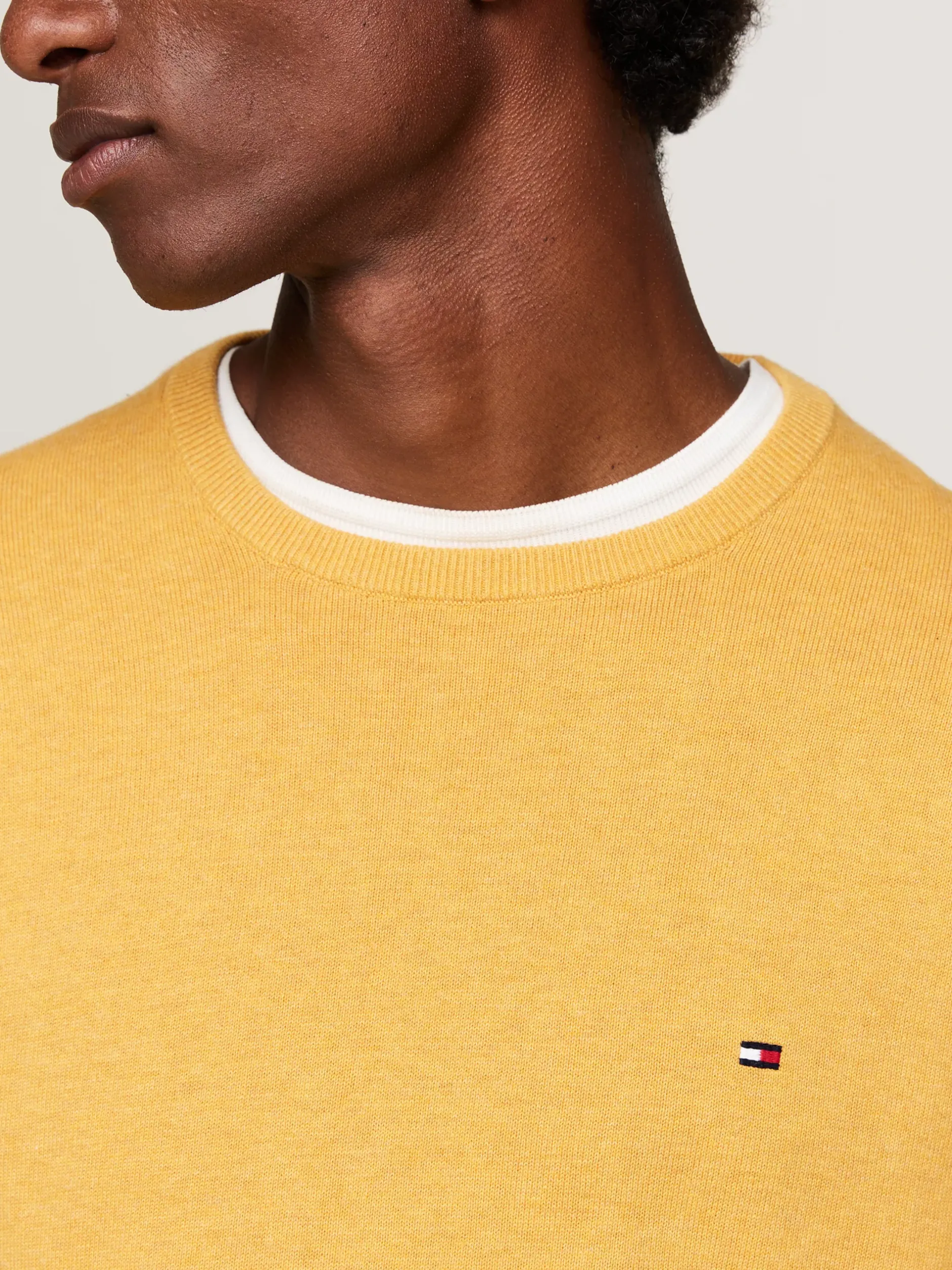 Swetry Z Okrągłym Dekoltem|Swetry*Tommy Hilfiger Sweter Z Okrągłym Dekoltem I Flagą CITY YELLOW HEATHER