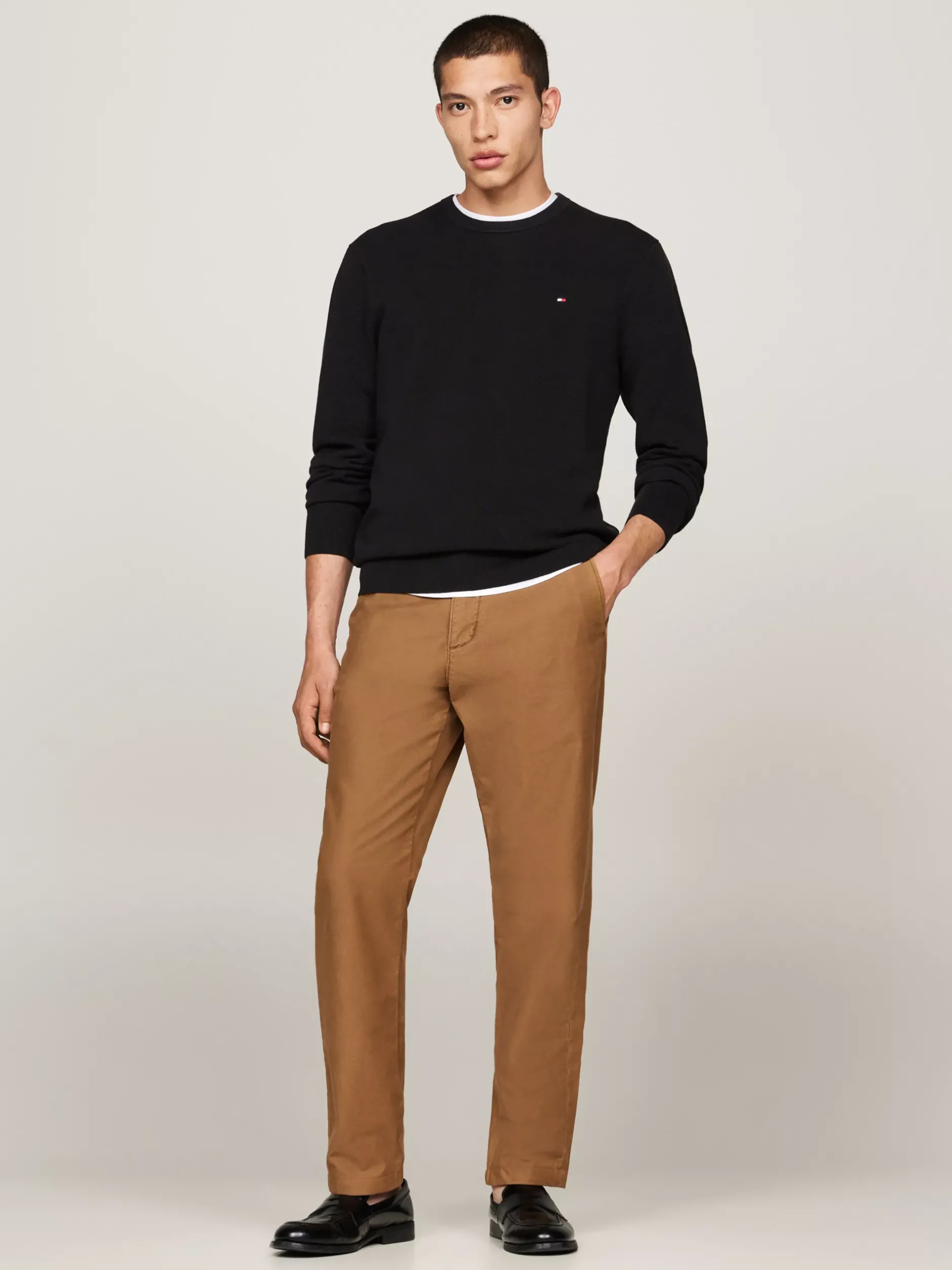 Swetry Z Okrągłym Dekoltem|Swetry*Tommy Hilfiger Sweter Z Okrągłym Dekoltem Z Dzianiny Z Fakturą BLACK