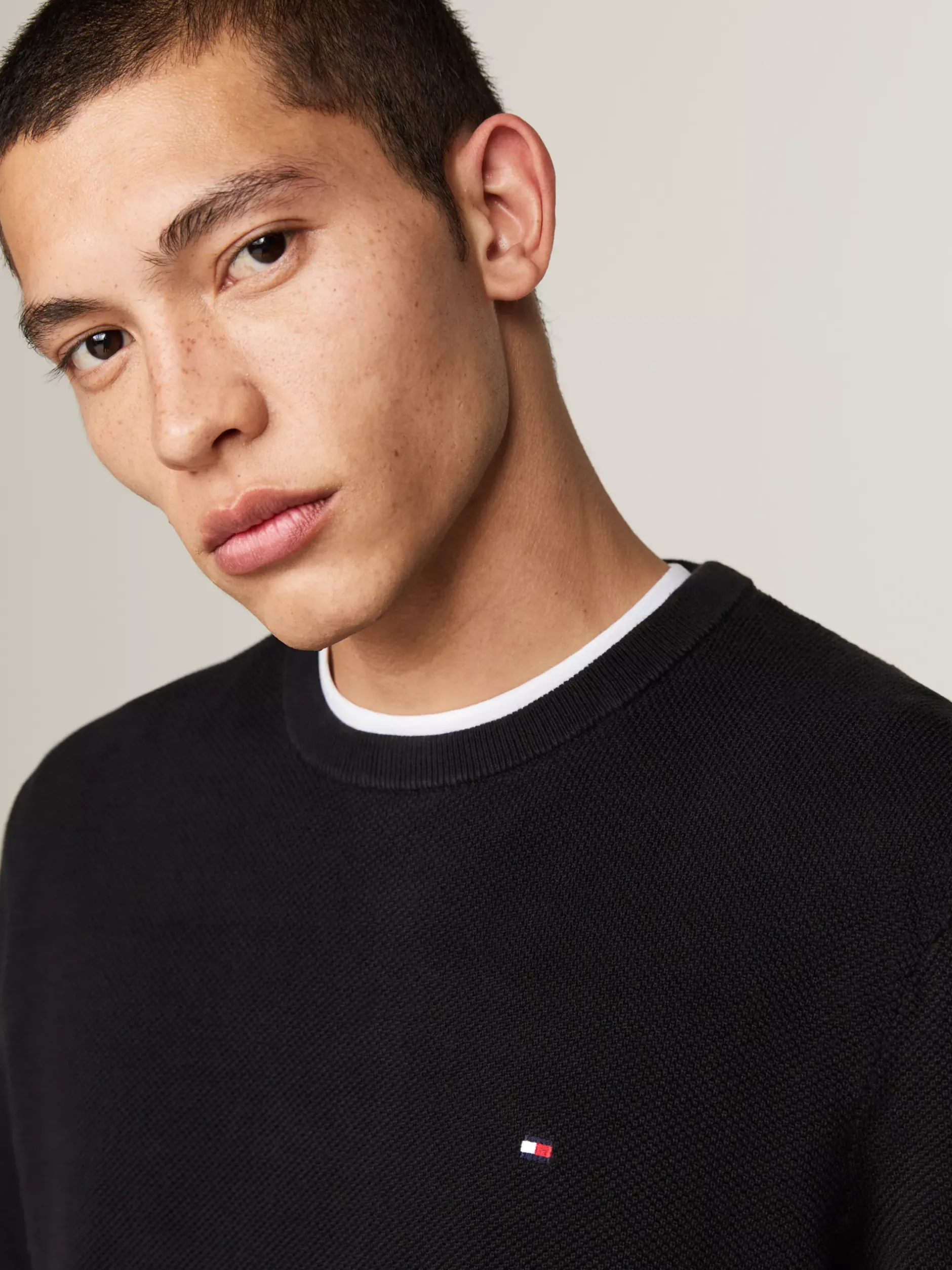 Swetry Z Okrągłym Dekoltem|Swetry*Tommy Hilfiger Sweter Z Okrągłym Dekoltem Z Dzianiny Z Fakturą BLACK