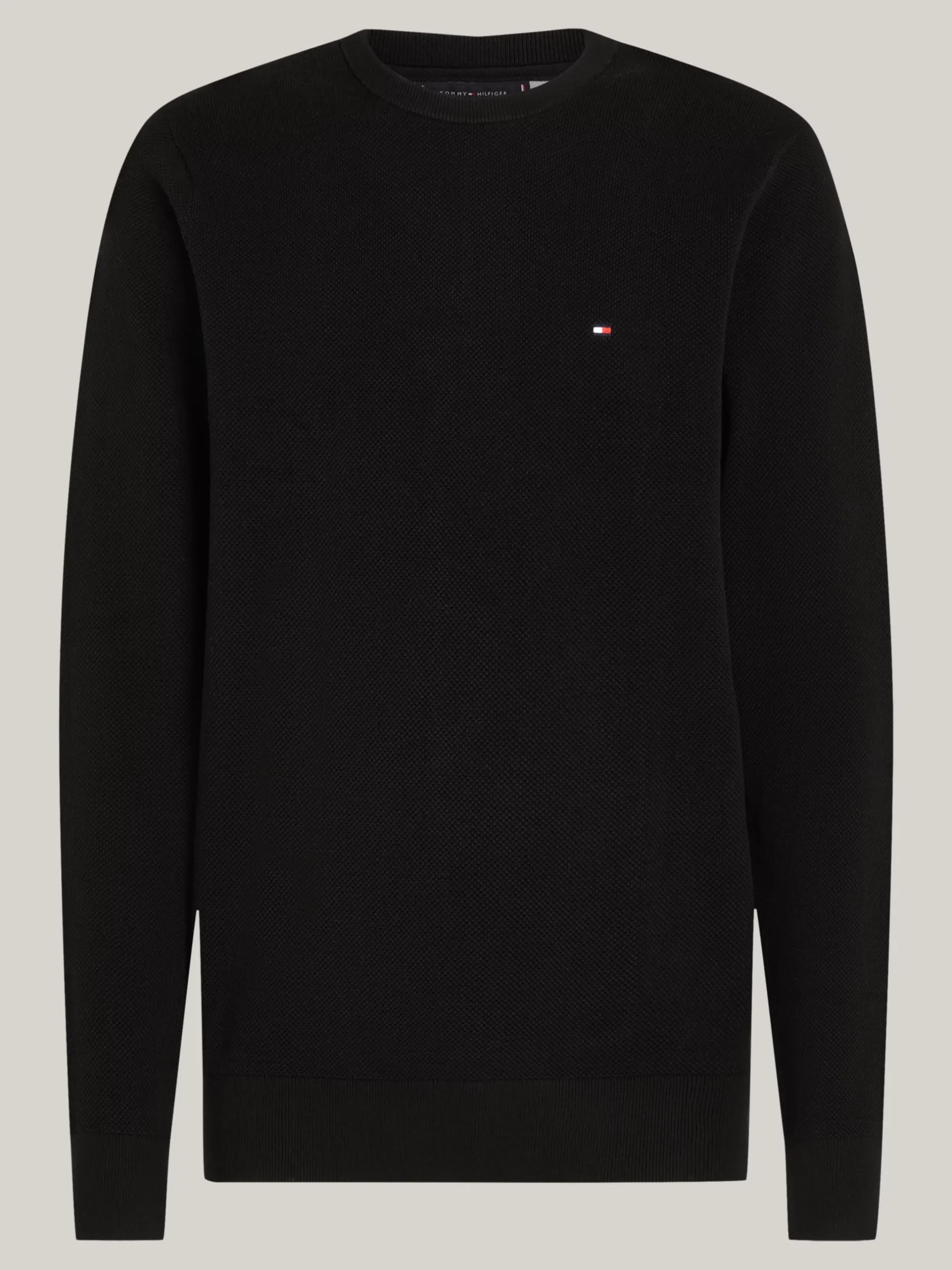 Swetry Z Okrągłym Dekoltem|Swetry*Tommy Hilfiger Sweter Z Okrągłym Dekoltem Z Dzianiny Z Fakturą BLACK