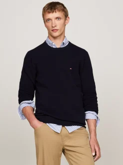 Swetry Z Okrągłym Dekoltem|Swetry*Tommy Hilfiger Sweter Z Okrągłym Dekoltem Z Dzianiny Z Fakturą DESERT SKY