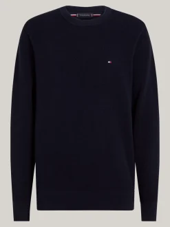 Swetry Z Okrągłym Dekoltem|Swetry*Tommy Hilfiger Sweter Z Okrągłym Dekoltem Z Dzianiny Z Fakturą DESERT SKY