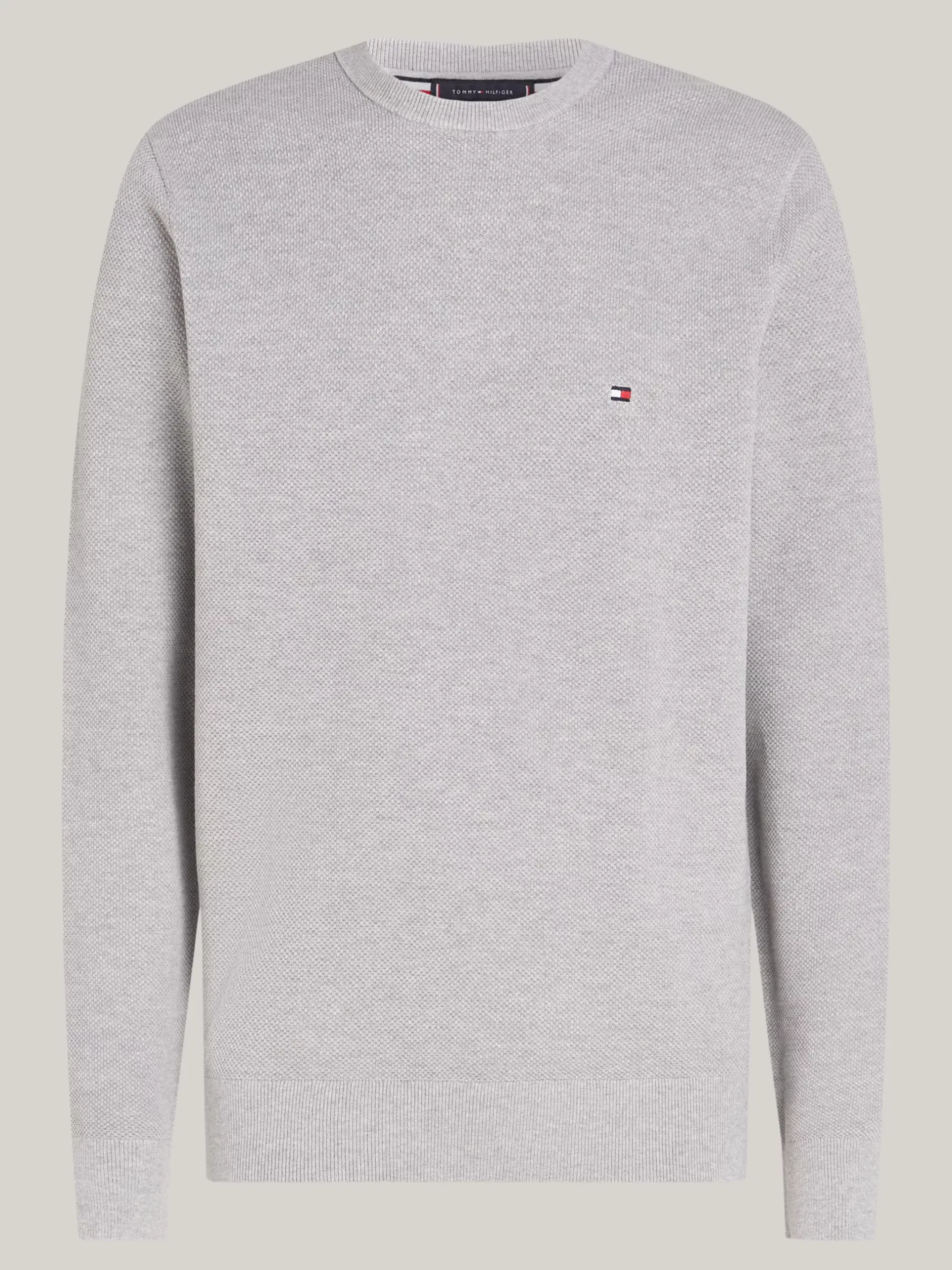 Swetry Z Okrągłym Dekoltem|Swetry*Tommy Hilfiger Sweter Z Okrągłym Dekoltem Z Dzianiny Z Fakturą LIGHT GREY HEATHER