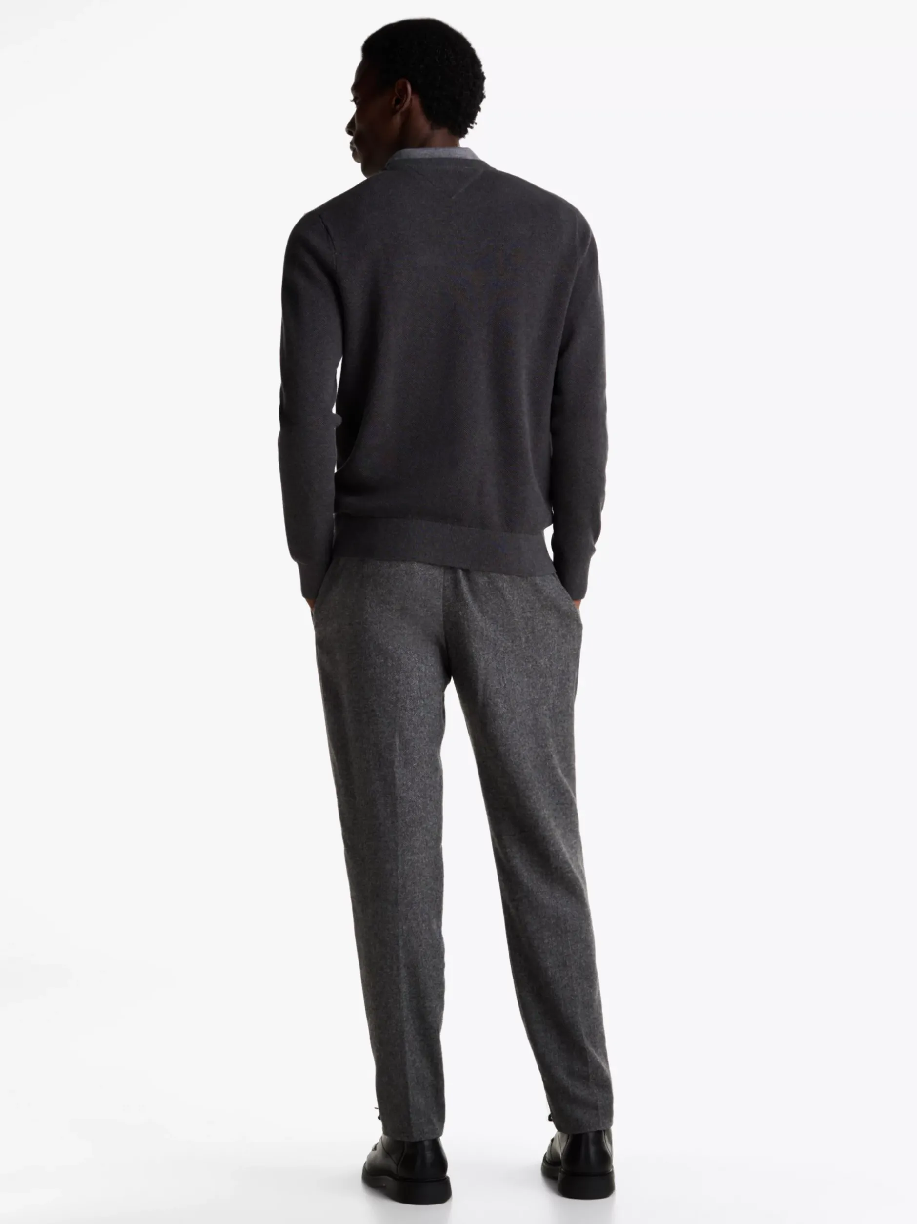 Swetry Z Okrągłym Dekoltem|Swetry*Tommy Hilfiger Sweter Z Okrągłym Dekoltem Z Dzianiny Z Fakturą DARK GREY HEATHER