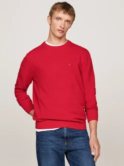 Swetry Z Okrągłym Dekoltem|Swetry*Tommy Hilfiger Sweter Z Okrągłym Dekoltem Z Dzianiny Z Fakturą PRIMARY RED