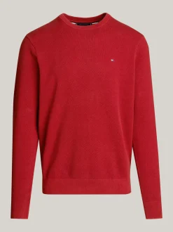 Swetry Z Okrągłym Dekoltem|Swetry*Tommy Hilfiger Sweter Z Okrągłym Dekoltem Z Dzianiny Z Fakturą DARK MAGMA