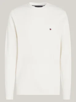 Swetry Z Okrągłym Dekoltem|Swetry*Tommy Hilfiger Sweter Z Okrągłym Dekoltem Z Dzianiny Z Fakturą IVORY