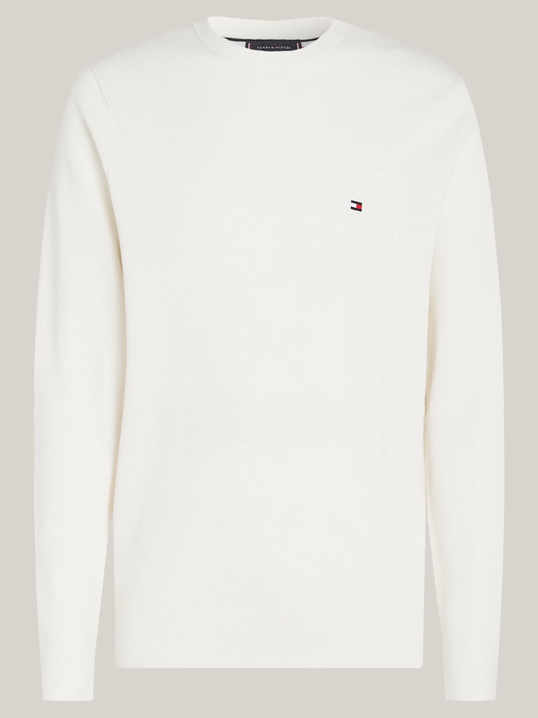 Swetry Z Okrągłym Dekoltem|Swetry*Tommy Hilfiger Sweter Z Okrągłym Dekoltem Z Dzianiny Z Fakturą IVORY