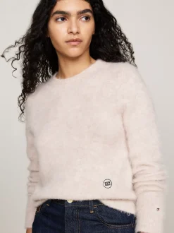 Swetry Z Okrągłym Dekoltem|Swetry*Tommy Hilfiger Sweter Z Okrągłym Dekoltem Z Wełny Z Alpaki CLASSIC BEIGE HEATHER