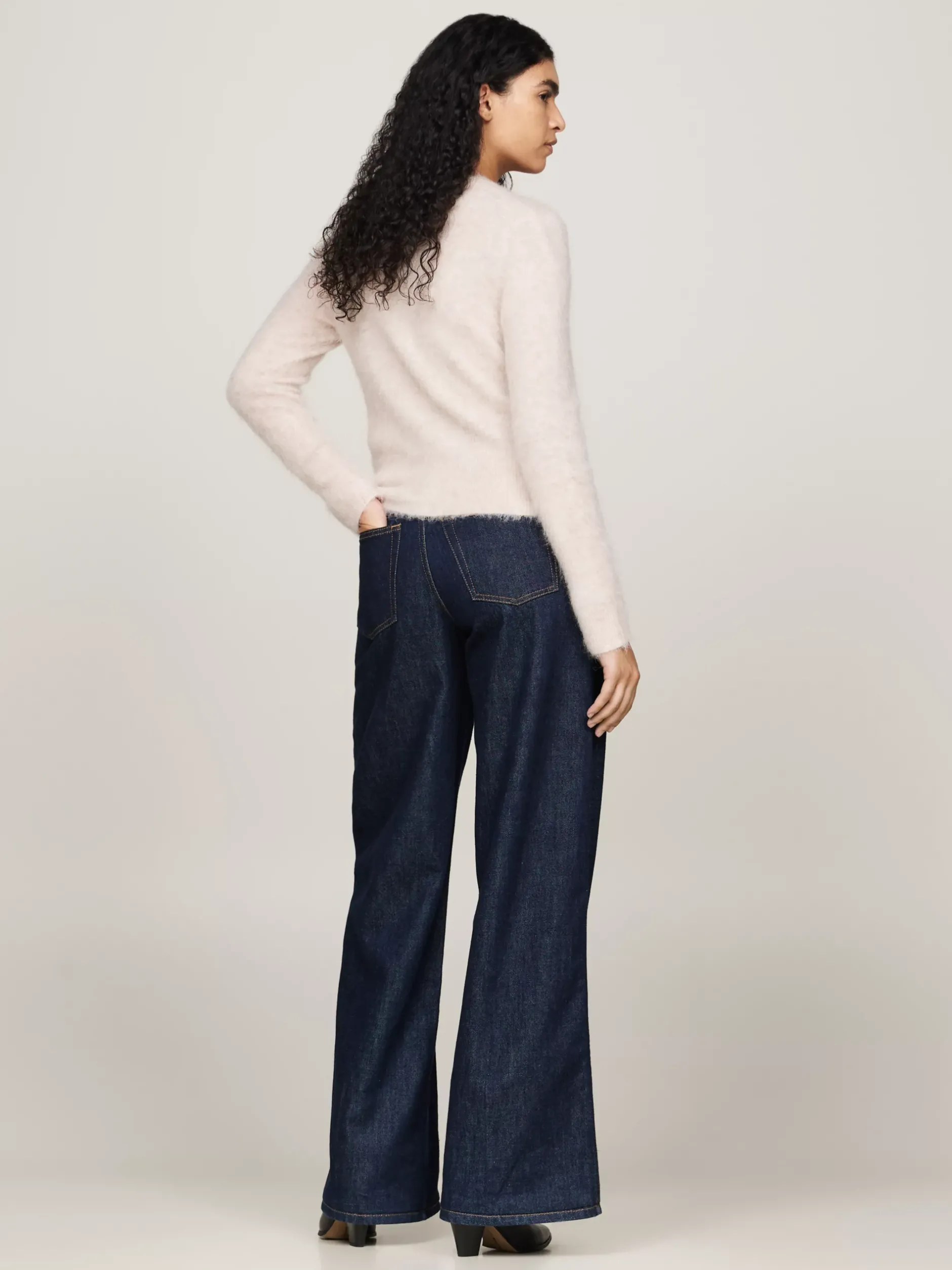 Swetry Z Okrągłym Dekoltem|Swetry*Tommy Hilfiger Sweter Z Okrągłym Dekoltem Z Wełny Z Alpaki CLASSIC BEIGE HEATHER