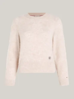Swetry Z Okrągłym Dekoltem|Swetry*Tommy Hilfiger Sweter Z Okrągłym Dekoltem Z Wełny Z Alpaki CLASSIC BEIGE HEATHER