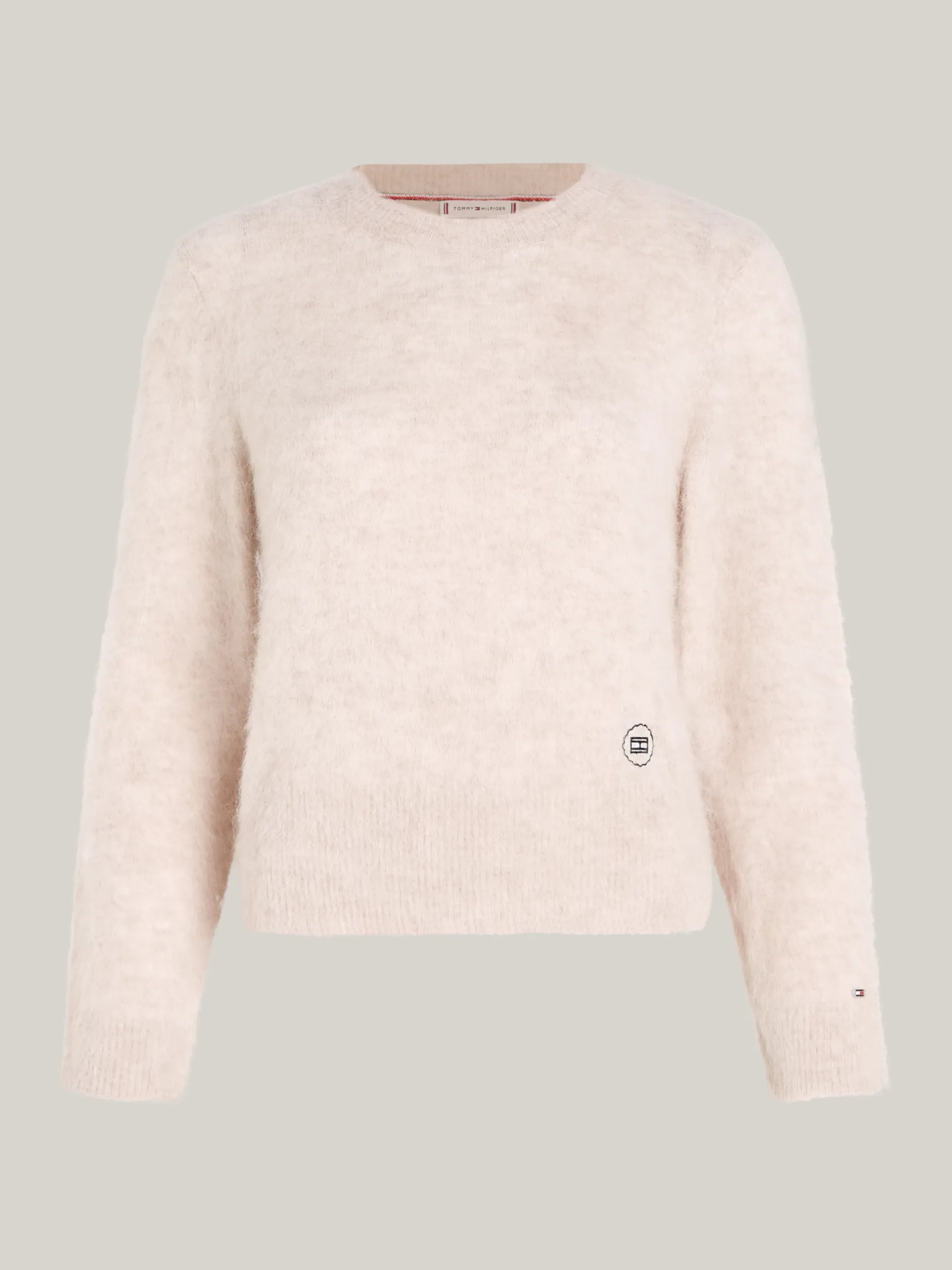 Swetry Z Okrągłym Dekoltem|Swetry*Tommy Hilfiger Sweter Z Okrągłym Dekoltem Z Wełny Z Alpaki CLASSIC BEIGE HEATHER