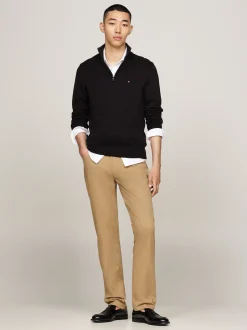Sweter Z Zamkiem|Swetry*Tommy Hilfiger Sweter Z Półgolfem I Krótkim Zamkiem BLACK