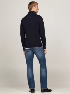 Sweter Z Zamkiem|Swetry*Tommy Hilfiger Sweter Z Półgolfem I Krótkim Zamkiem DESERT SKY