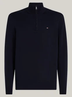 Sweter Z Zamkiem|Swetry*Tommy Hilfiger Sweter Z Półgolfem I Krótkim Zamkiem DESERT SKY