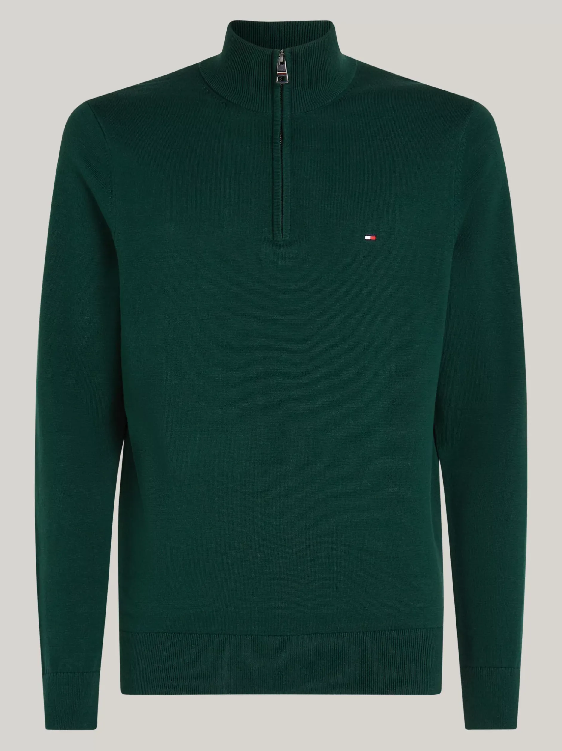 Sweter Z Zamkiem|Swetry*Tommy Hilfiger Sweter Z Półgolfem I Krótkim Zamkiem ORNAMENTAL GREEN