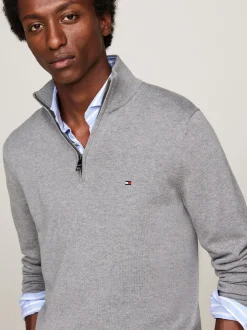 Sweter Z Zamkiem|Swetry*Tommy Hilfiger Sweter Z Półgolfem I Krótkim Zamkiem MEDIUM GREY HEATHER