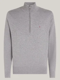 Sweter Z Zamkiem|Swetry*Tommy Hilfiger Sweter Z Półgolfem I Krótkim Zamkiem MEDIUM GREY HEATHER