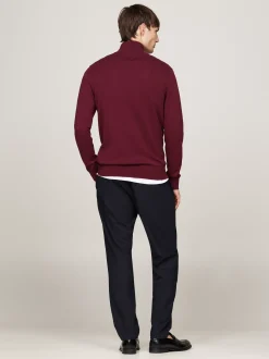 Sweter Z Zamkiem|Swetry*Tommy Hilfiger Sweter Z Półgolfem I Krótkim Zamkiem DEEP ROUGE