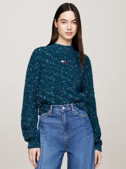 Swetry|Dzianina*Tommy Hilfiger Sweter Z Półgolfem O Pudełkowym Kroju DEEP SEAWATER