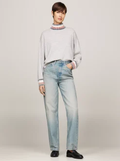 Swetry|Dzianina*Tommy Hilfiger Sweter Z Półgolfem Z Dodatkiem Kaszmiru LIGHT GREY HTR