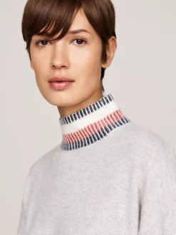 Swetry|Dzianina*Tommy Hilfiger Sweter Z Półgolfem Z Dodatkiem Kaszmiru LIGHT GREY HTR