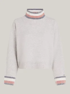 Swetry|Dzianina*Tommy Hilfiger Sweter Z Półgolfem Z Dodatkiem Kaszmiru LIGHT GREY HTR