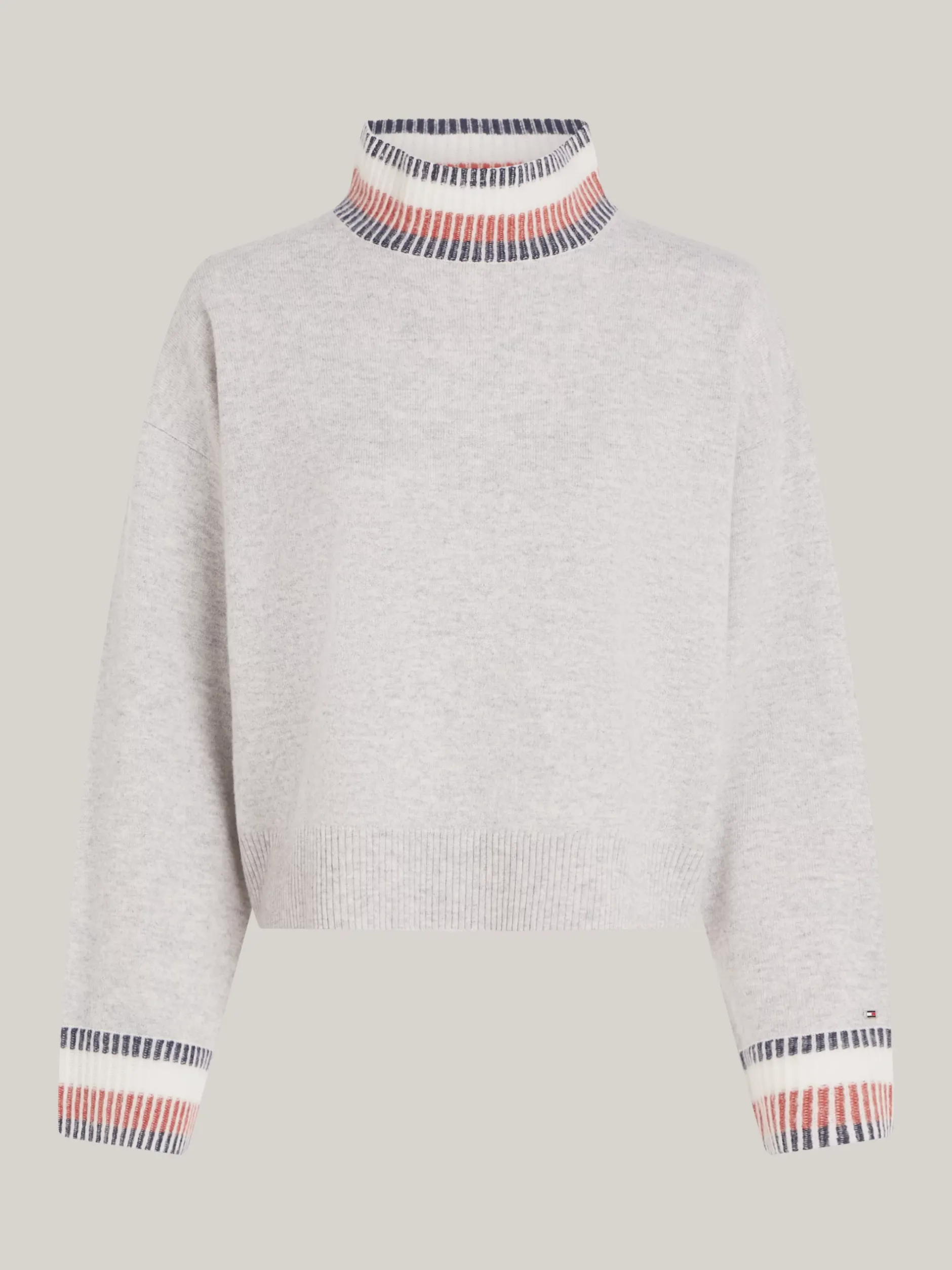 Swetry|Dzianina*Tommy Hilfiger Sweter Z Półgolfem Z Dodatkiem Kaszmiru LIGHT GREY HTR