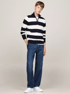 Sweter Z Zamkiem|Swetry*Tommy Hilfiger Sweter Z Półgolfem Z Domieszką Kaszmiru DESERT SKY/ IVORY