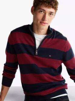 Swetry|Dzianina*Tommy Hilfiger Sweter Z Półgolfem Z Domieszką Kaszmiru DEEP ROUGE / DESERT SKY