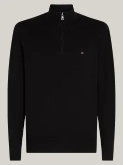 Sweter Z Zamkiem|Swetry*Tommy Hilfiger Sweter Z Półgolfem Z Domieszką Kaszmiru BLACK