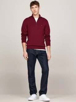 Sweter Z Zamkiem|Swetry*Tommy Hilfiger Sweter Z Półgolfem Z Domieszką Kaszmiru DEEP ROUGE