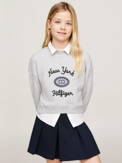 Bluzy Dresowe I Z Kapturem*Tommy Hilfiger Sweter Z Podwójnym Wykończeniem I Logo LIGHT GREY HEATHER