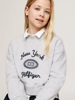 Bluzy Dresowe I Z Kapturem*Tommy Hilfiger Sweter Z Podwójnym Wykończeniem I Logo LIGHT GREY HEATHER