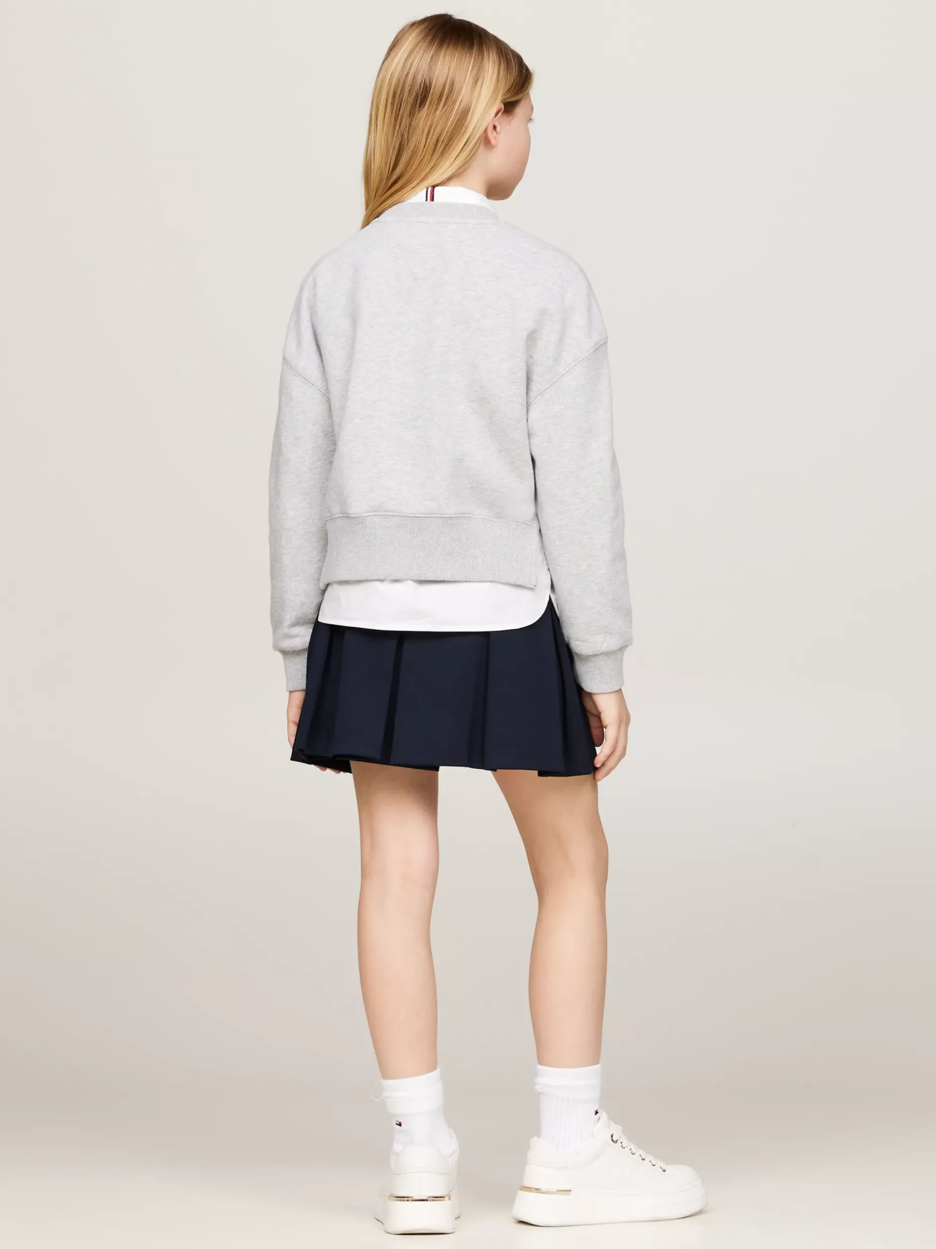 Bluzy Dresowe I Z Kapturem*Tommy Hilfiger Sweter Z Podwójnym Wykończeniem I Logo LIGHT GREY HEATHER