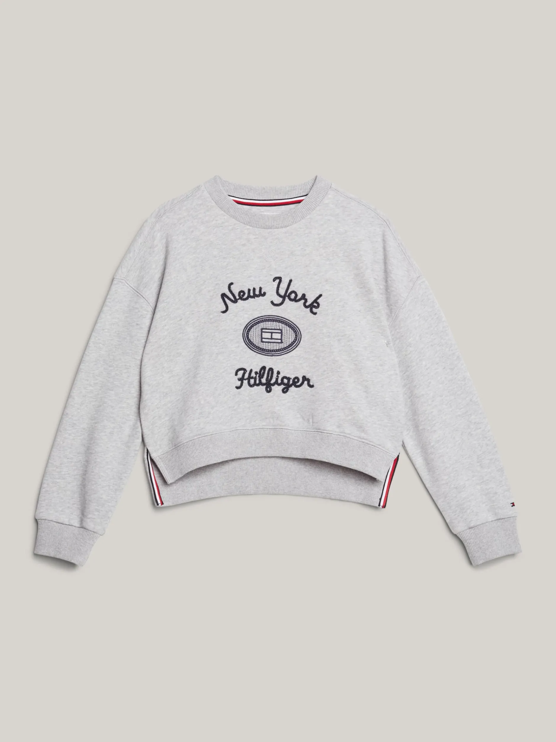 Bluzy Dresowe I Z Kapturem*Tommy Hilfiger Sweter Z Podwójnym Wykończeniem I Logo LIGHT GREY HEATHER