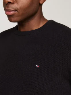 Swetry Z Okrągłym Dekoltem|Swetry*Tommy Hilfiger Sweter Z Teksturowanej Dzianiny Z Kolekcji Plus BLACK