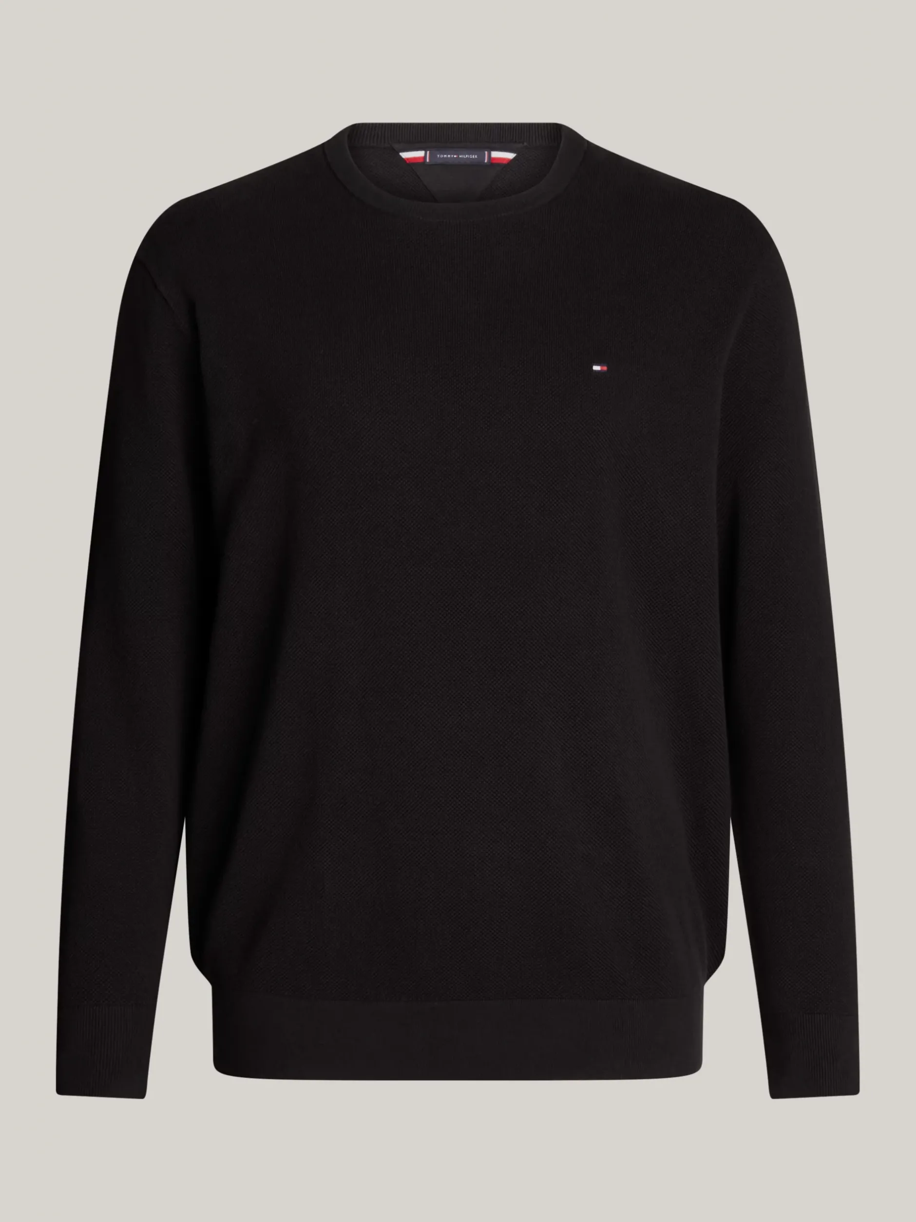 Swetry Z Okrągłym Dekoltem|Swetry*Tommy Hilfiger Sweter Z Teksturowanej Dzianiny Z Kolekcji Plus BLACK
