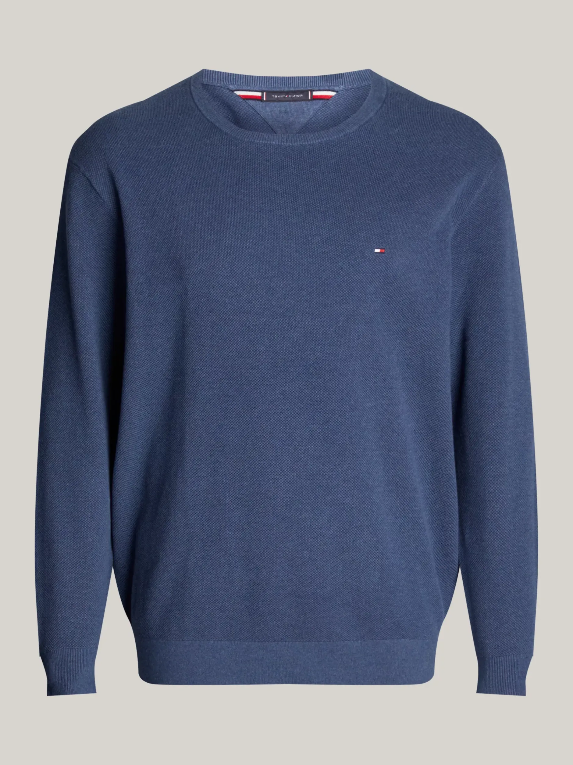 Swetry Z Okrągłym Dekoltem|Swetry*Tommy Hilfiger Sweter Z Teksturowanej Dzianiny Z Kolekcji Plus AEGEAN SEA HEATHER